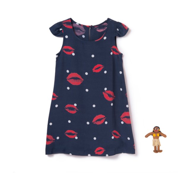 画像1: ALOHABLOSSOM   "KISS" KIDS ONE PIECE / NAVY (1)