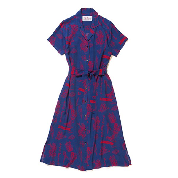 画像1: ALOHABLOSSOM   “LUCKY" DRESS NAVY (1)