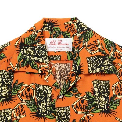 画像2: ALOHABLOSSOM   "TIKI" SHORT SLEEVE ORANGE