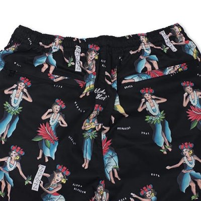 画像3: ALOHABLOSSOM   "HULA GIRL" BEACH SHORTS BLACK