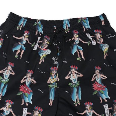 画像2: ALOHABLOSSOM   "HULA GIRL" BEACH SHORTS BLACK