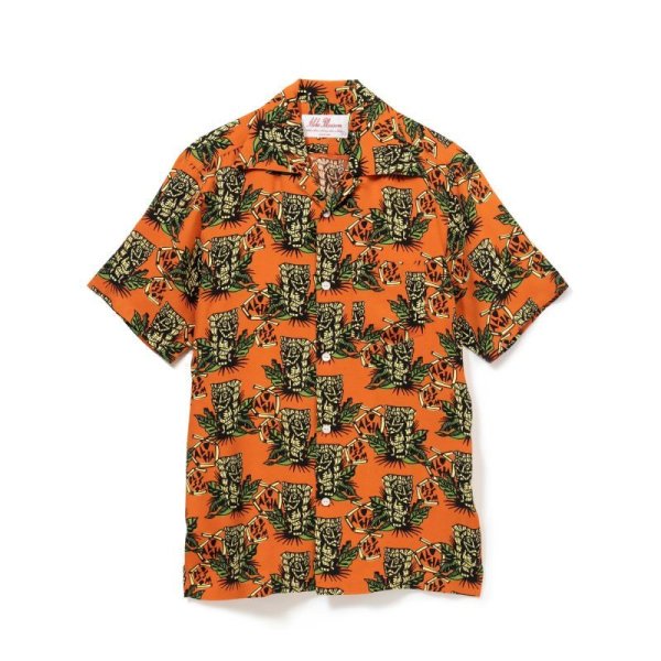 画像1: ALOHABLOSSOM   "TIKI" SHORT SLEEVE ORANGE (1)