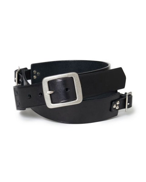 画像1: ETHOS   UNITY DOTS LEATHER BELT BLACK (1)