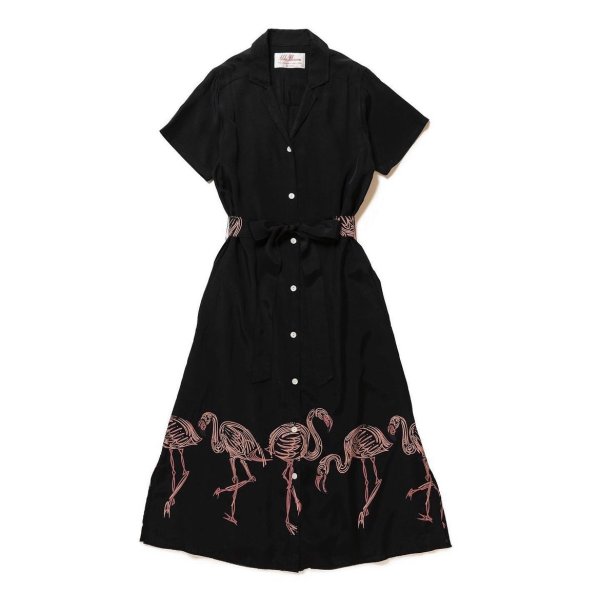 画像1: ALOHABLOSSOM   “FLAMINGO" DRESS BLACKxPINK (1)