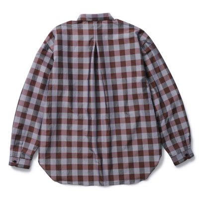 画像1: ETHOS   BLOCK CHECK SHIRTS BROWN