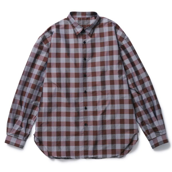 画像1: ETHOS   BLOCK CHECK SHIRTS BROWN (1)