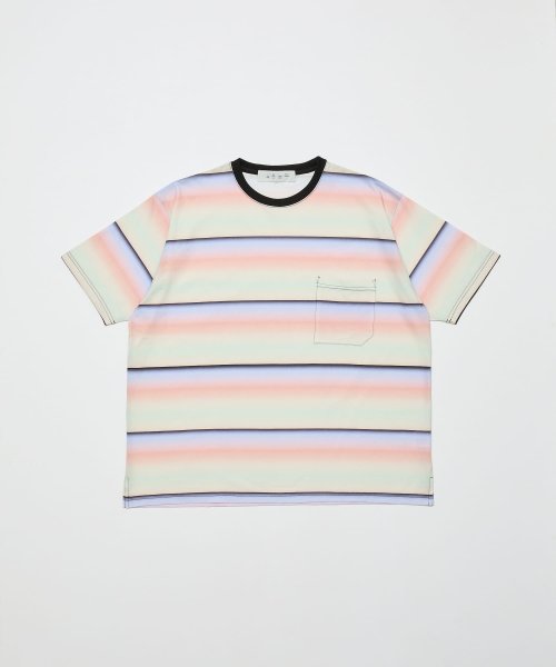 画像1: BAL  GRADIENT STRIPE CREW NECK TEE PINK (1)