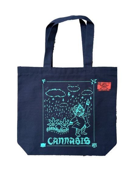 画像1: FVK  CANNABIS TOTE BAG Navy (1)