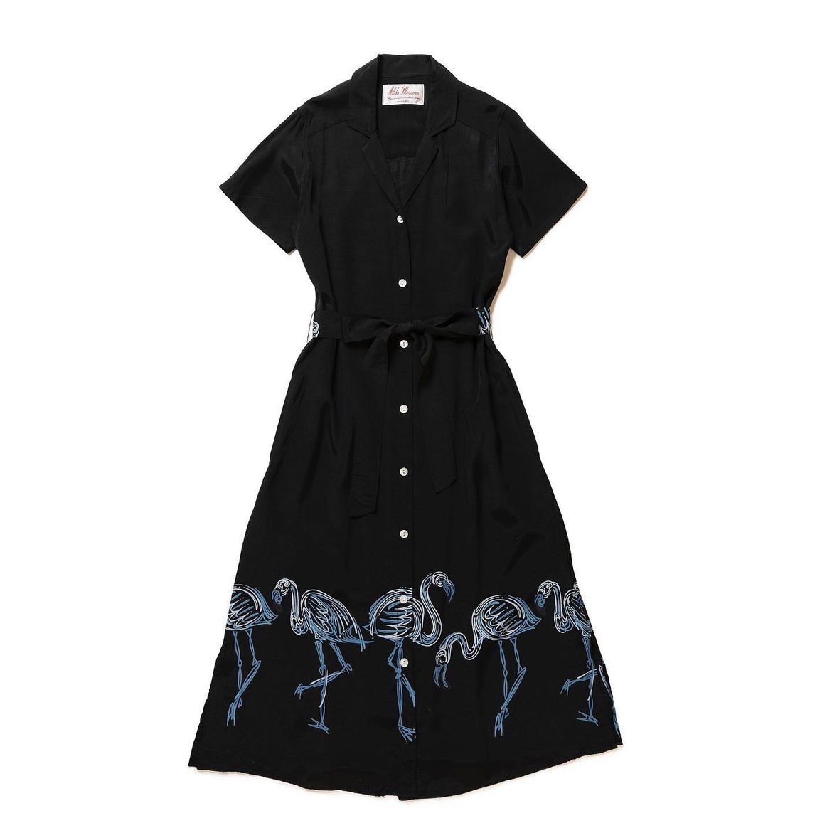 画像1: ALOHABLOSSOM   “FLAMINGO" DRESS BLACKxBLUE